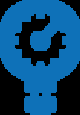 Blue stencil outline of an industrial pressure gauge, representing hydrostatic pressure testing.
